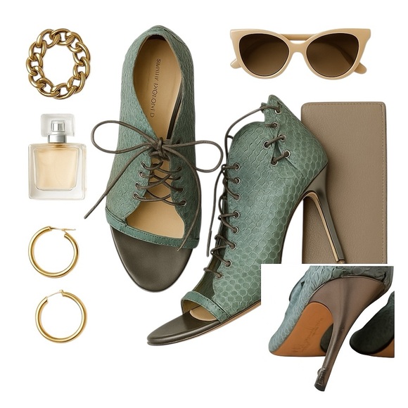 Camilla Skovgaard Shoes - Camilla Skovgaard Python Lace-Up Heels Green EU 36 US 6 in GUC with heel defect